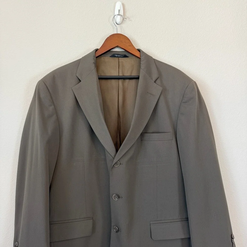 Haggar Black‎ Label Blazer Mens 46R Brown Wool Blend 3 Button Sport Coat Jacket